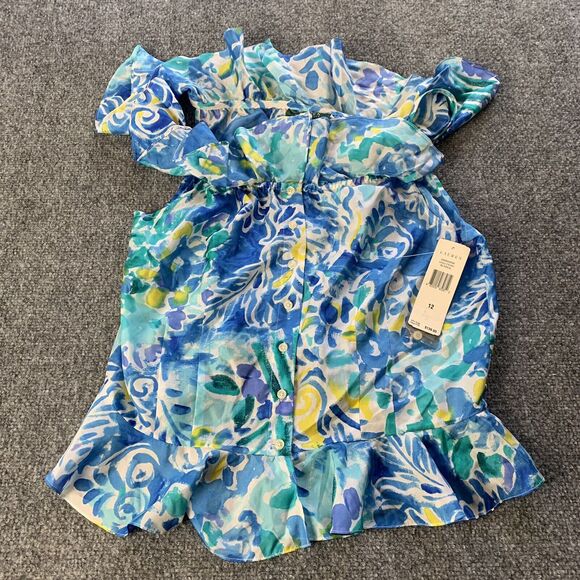 NWT Lauren Ralph Lauren Women’s Button Up Blouse Shirt Abstract Size ￼12 “NEW” - Picture 1 of 10
